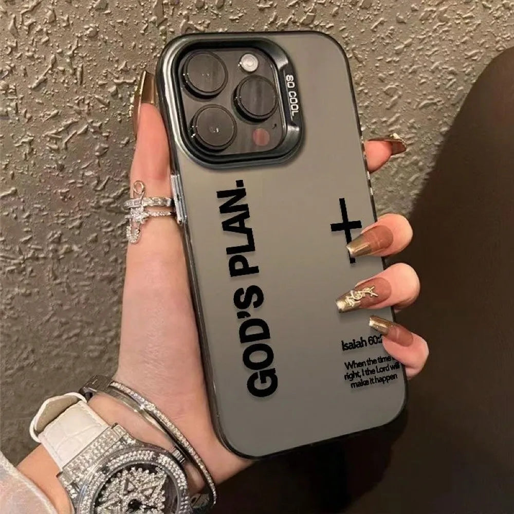 God's Plan Phone Case Cross Pattern Religious Art Fashion  Laser Craft Anti-Drop Case For IPhone 17 16 15 14 13 12 11 Galaxy