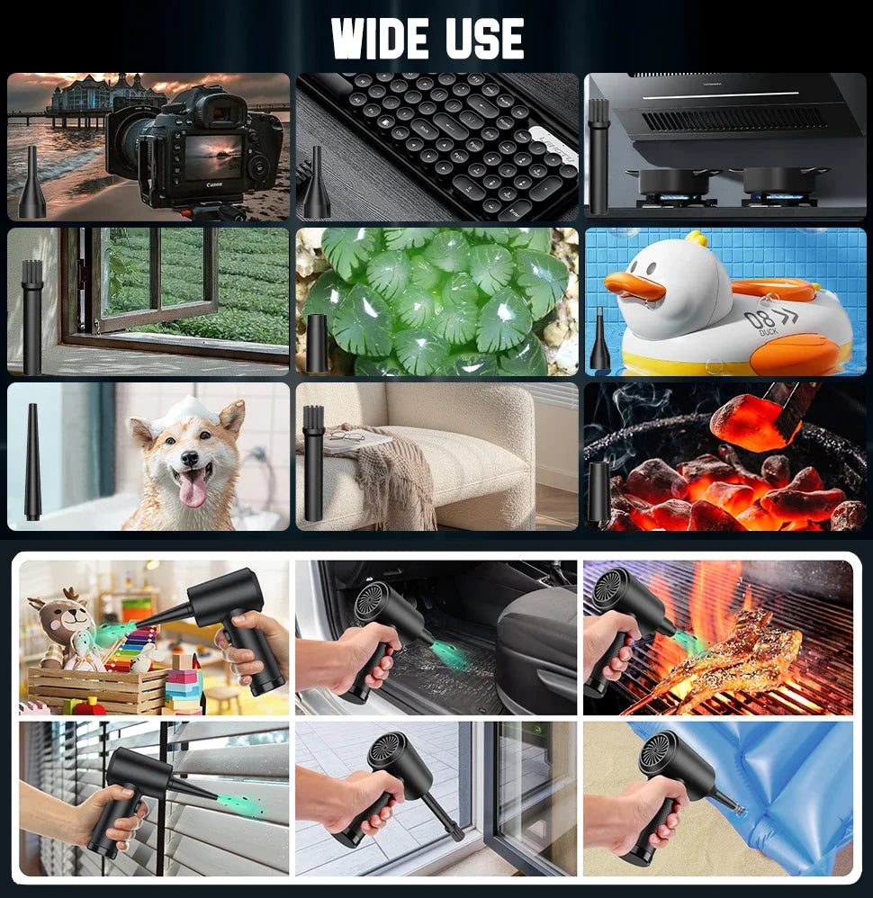 Electric Wireless Air Duster Compressed Air Blower with LED Light for Cleaning Computer Keyboard Camera Car Home