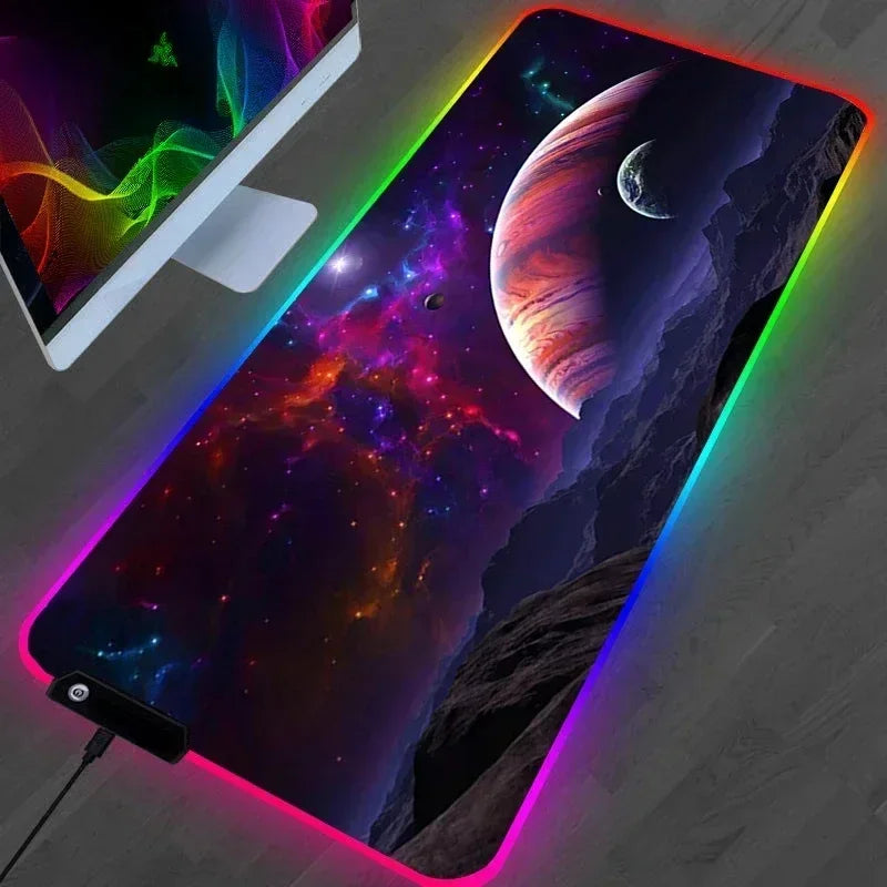 Hot Sell RGB Galaxy Milky Way Mouse Pad Carpet PC Gamer Computer Keyboard Desk Mat anti-slip Mousepad Gaming Accessories 900X400