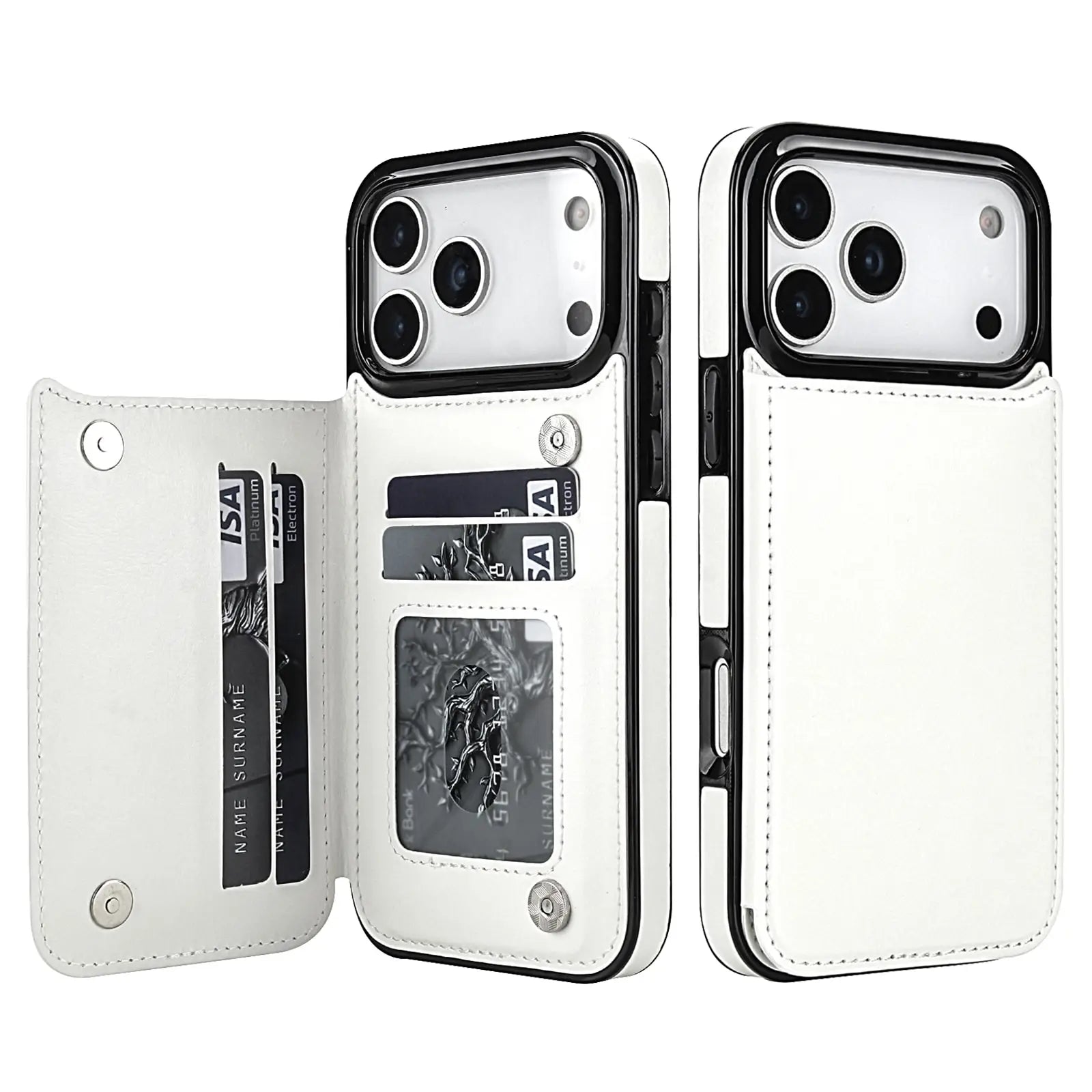 for iPhone Air 17 Pro Max Wallet Case with Card Holder,Faux Leather Kickstand,Double Magnetic Clasp and Durable Shockproof Cover