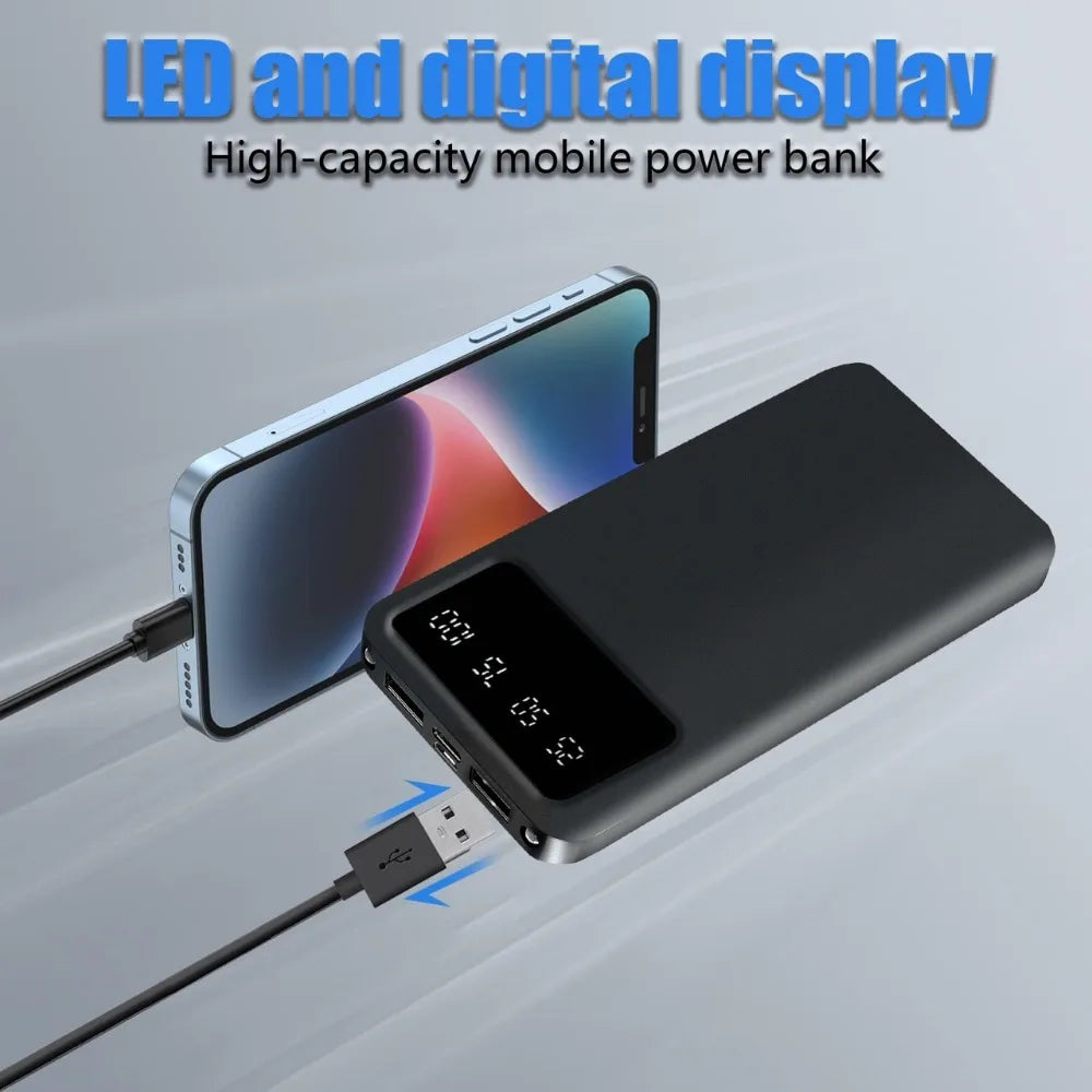 Travel Outdoor Must-have 20000mAh Large Capacity Power Bank, 5V 2.1A Stable Current Portable USB External Battery Charger with LED Digital Remaining Power Screen, Dual USB Output Dual Type-C Micro Input Interface, Premium Saf