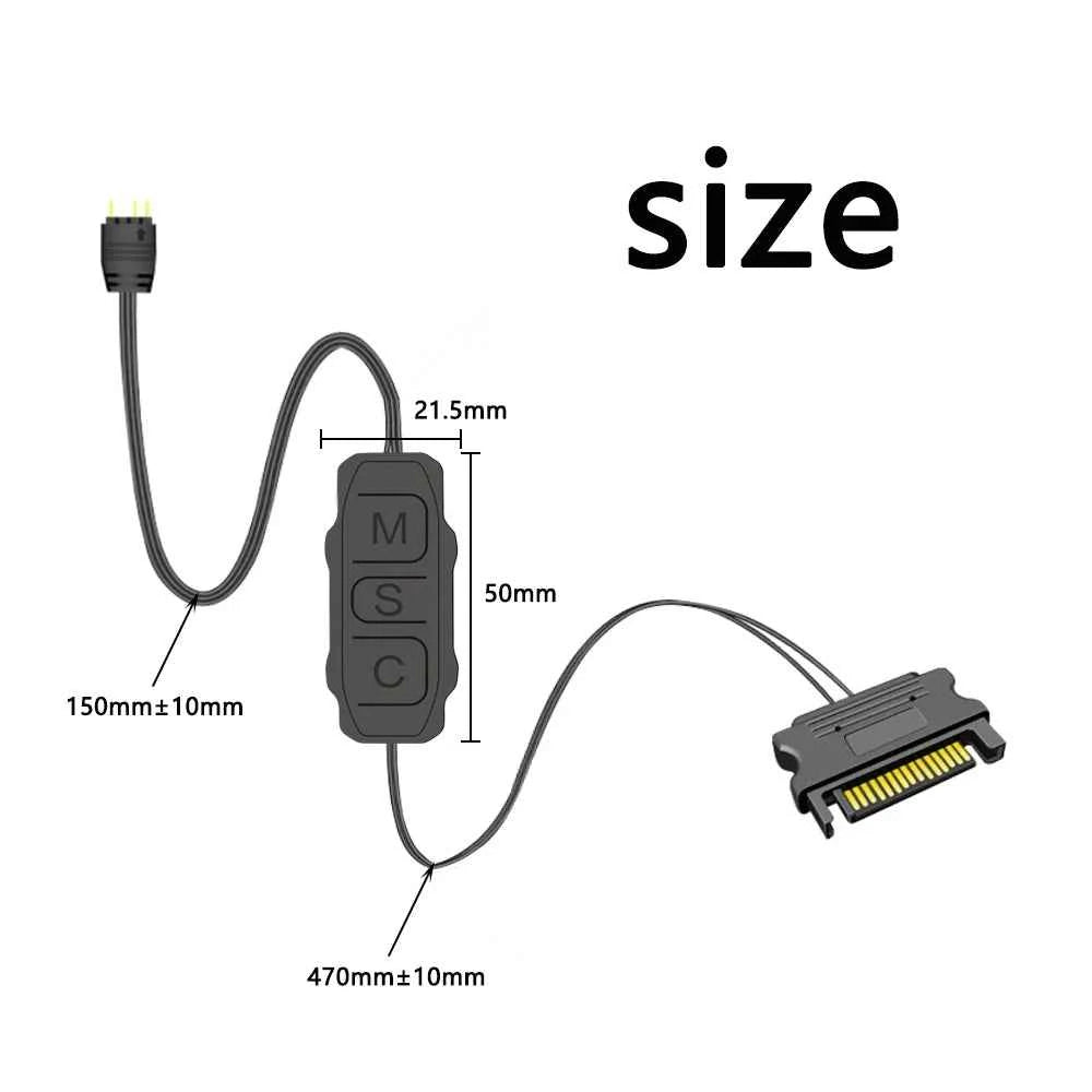 5V 3PIN ARGB Controller SATA Interface Extension Cable Adapter for PC Fans & Light Strips (Model: AX007)