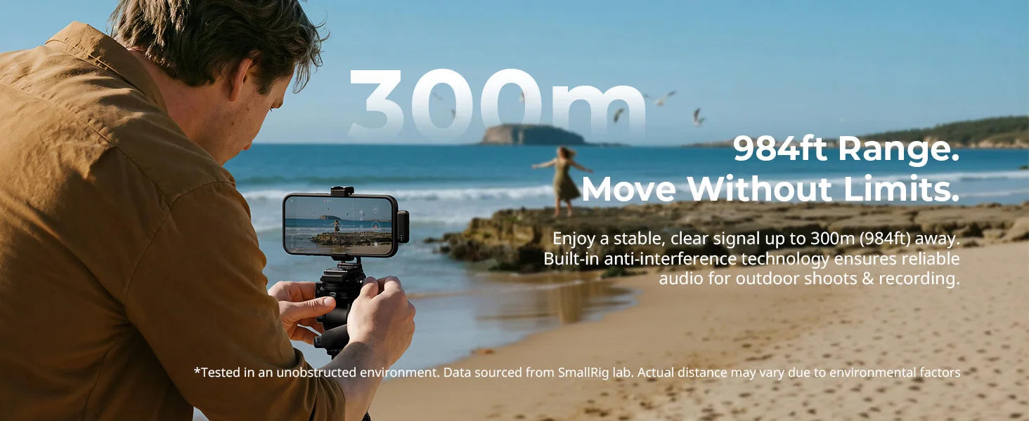 SmallRig S70 Wireless Microphone, 24-bit/48kHz Sampling 70dB SNR 40-Hour Runtime for Phone Camera for DJI for Insta360 -5715