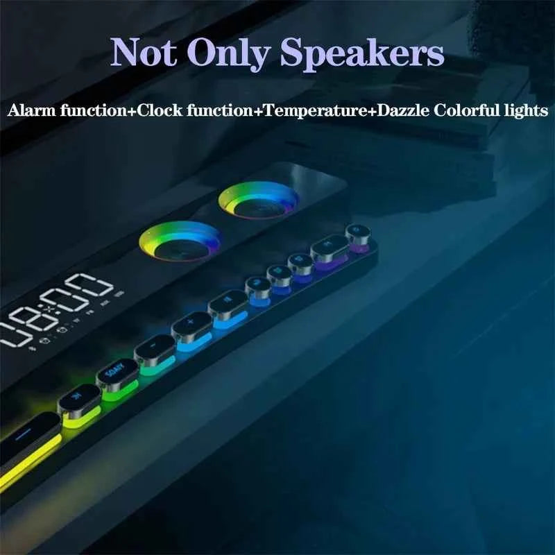 Computer Audio Desktop Notebook Long Multimedia Gaming Bluetooth Speaker Game Subwoofer 7 Color LED Lights/FM