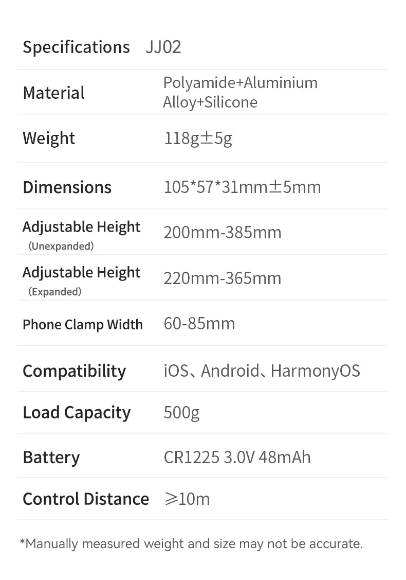 Ulanzi JJ02 Wireless Selfie Tripod With Bluetooth Remote Control Portable Foldable Monopod For Smart Phone Booster Handle Grip