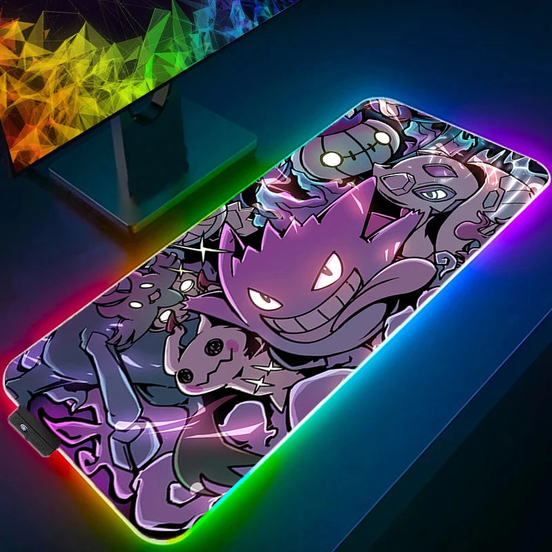 LED Light Mouse Pad Desk Mat G-gengar P-Pokémon, Computer Mousepad Backlight, Keyboard mat, Gaming Mouse Pad, RGB Carpet - WinSupport Tech