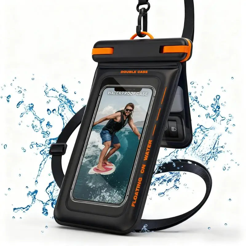 【C】Double Space Waterproof Phone Pouch with Lanyard Floating Waterproof Case for iPhone 17 pro Max 16 15 14 S26 S25