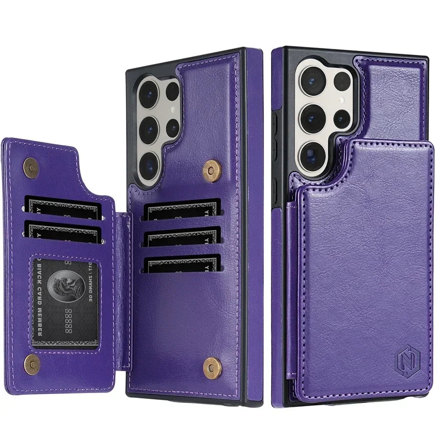 Wallet RFID Blocking Layer Protect Anti-Theft Magnetic Leather Case For Samsung Galaxy S26 Ultra S26 Plus S26 Cover