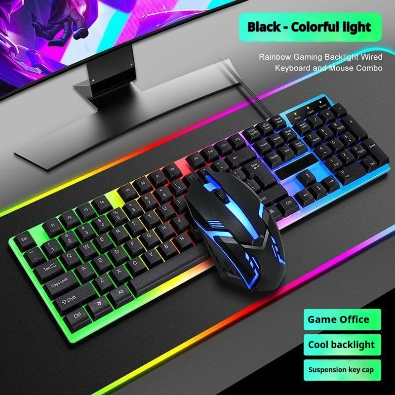 Stylish Backlight Wired Keyboard with Mouse Responsive Game Keys Long Lasting Comfort For Workspaces Efficient Gaming Office