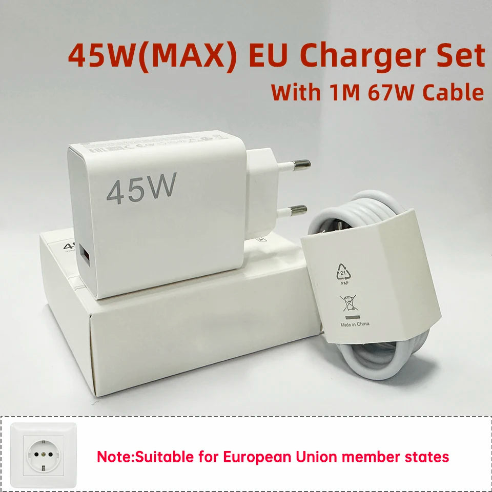 Original XIAOMI Charger 45W 33W Fast Turbo Charge Cable Usb C Travel Adapter Mi 11 10t Pro 10 11s Poco M7 X7 X5 X3 Redmi Note 15
