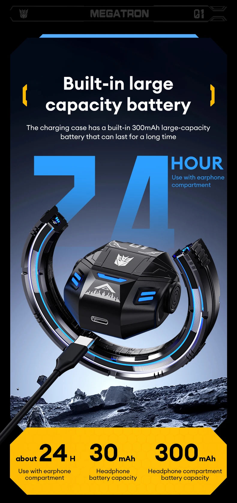 TRANSFORMERS TF-T36 Wireless Earphones Noise Reduction HD Call  Bluetooth Headphone Dual Mode HiFi Surround Sound Headset Choice