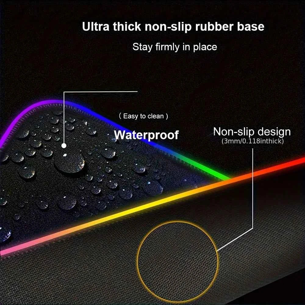 LED Mouse Pad Gaming Backlight Lock Edge Anime Accessories RGB Mousepad Gamer PC Completo Computer D-Deadpools Keyboard Desk Mat