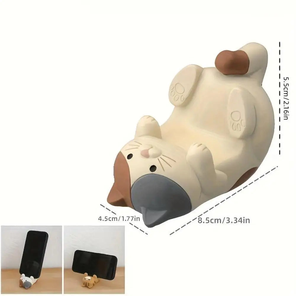1pc Cat Phone Holder Cute Cartoon Resin Animal Cell Phone Stand Compatible with All Smartphones for Office Home Funny Gifts