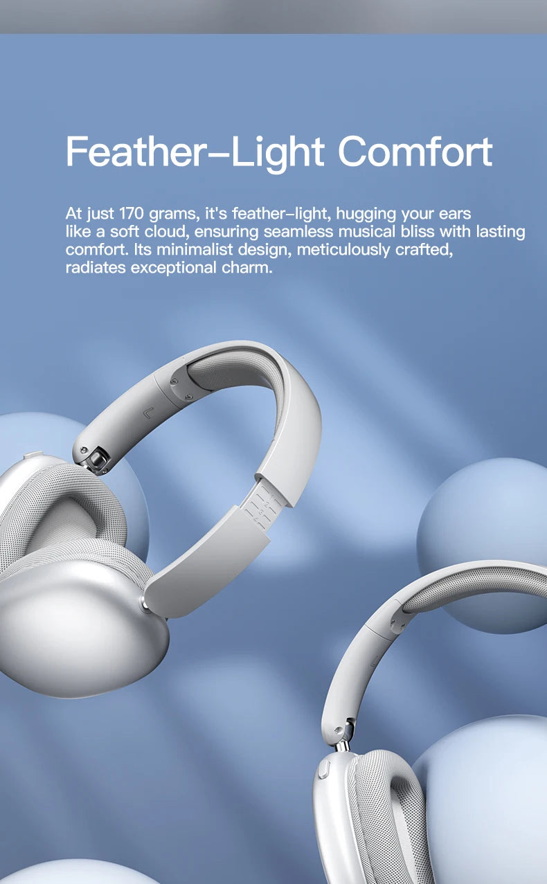 Wireless Bluetooth Headphones Over-Ear, Hi-Res Audio, Sport Headphone, Foldable Stereo, Travel Headphones, Silver