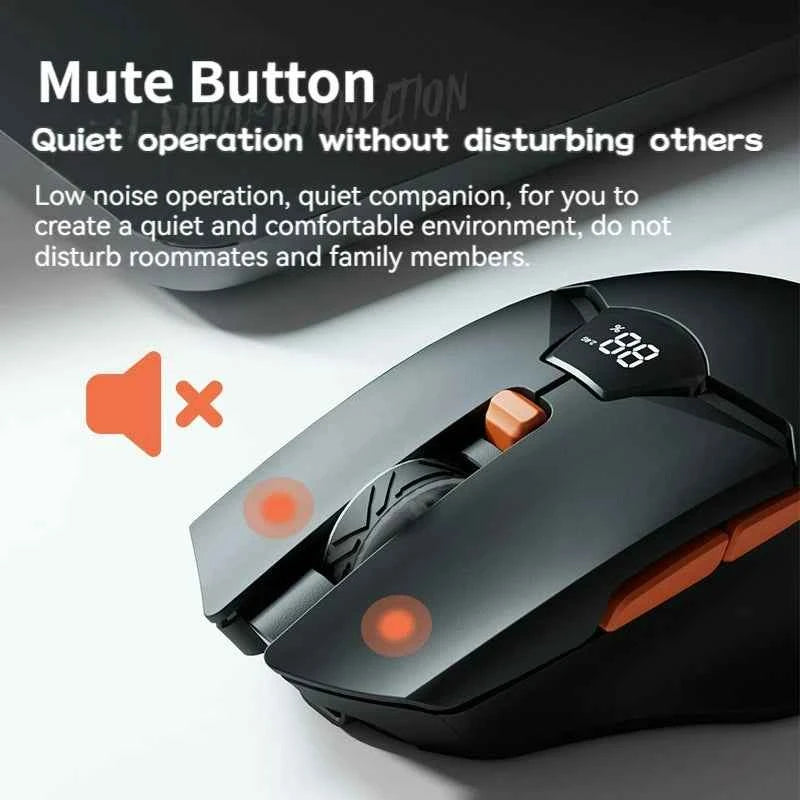 V086 2.4G Bluetooth wireless mouse screen display power 600mAh battery, light tone buttons for gaming and office