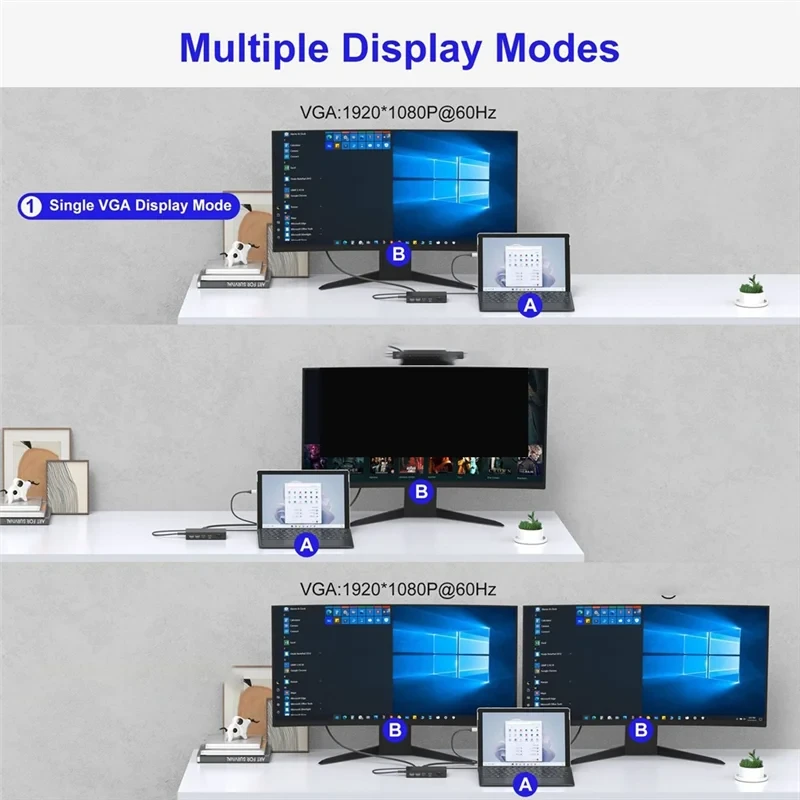 USB C Surface Dock 11-In-1 With Power Supply - Triple Display Docking Station 2 + VGA For Surface Pro Series 11/10/9/8/X/7-