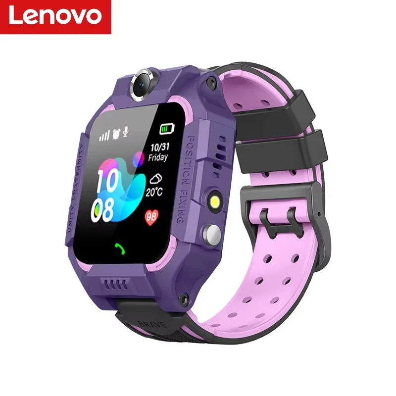 Lenovo Kids Smart Watch SOS GPS Location Sim Card Camera Heart Rate Monitoring Bluetooth Calling Waterproof Gift For Android