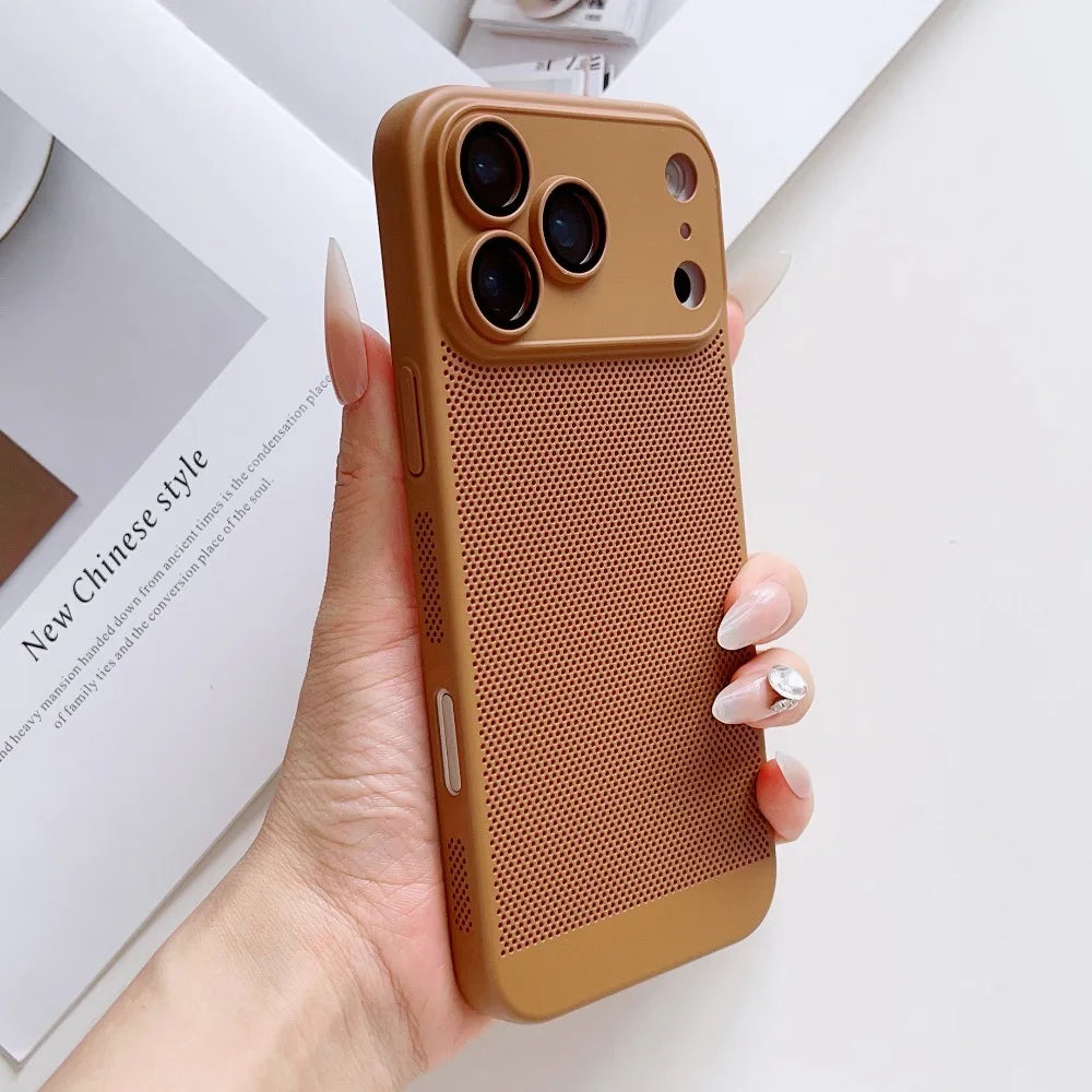 Original Ultra Thin Cooling Heat Dissipation Phone Case For iPhone 17 16 12 15 13 14 Pro Max Plus 17Pro 17 Air Breathable Cover