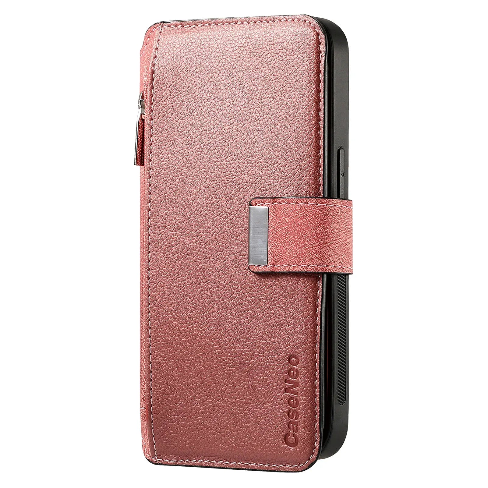 For iPhone 15 14 13 12 11 XS Max XR 8 7 6 Plus Wallet Case, Zipper Storage Design, Detachable Magnetic Flip Folio Cover