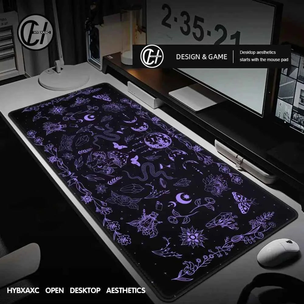 Purple Tarot Card Rubber Mouse Pad Moon Star Home Office Desk Mat Aesthetic Large Gaming MousePad Divination Keyboard Mat