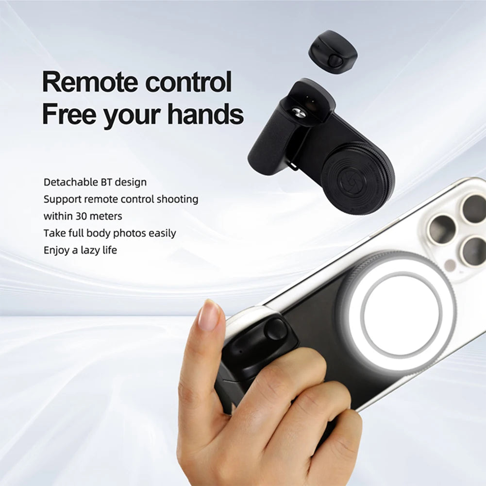 Magnetic Handle Grip With Fill Light For Magsafe Anti-Slip Smart Phone Bracket Camera Selfie Bluetooth Remote Shutter For iPhone