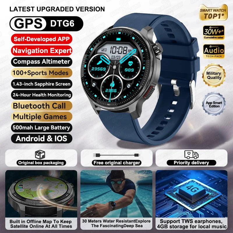 NEW GPS Offline Maps Smart Watch 1.43