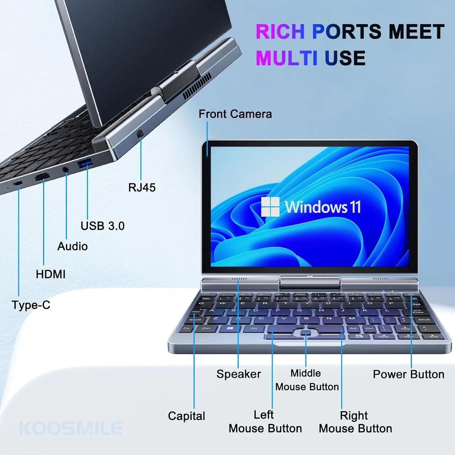 Portable Mini Laptop windows 11 8 Inch Touch Screen Notebook N150 12GB+1TB IPS Netbook Win 11 Pro Mini PC Micro Computer - WinSupport Tech