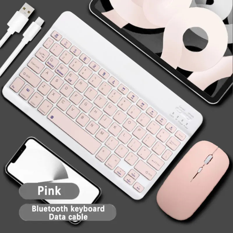 Bluetooth Keyboard and Mouse Combo Slim  Wireless for iPad Mac Android Phone Tablet Laptop Rechargeable Keyboard Battery Mouse