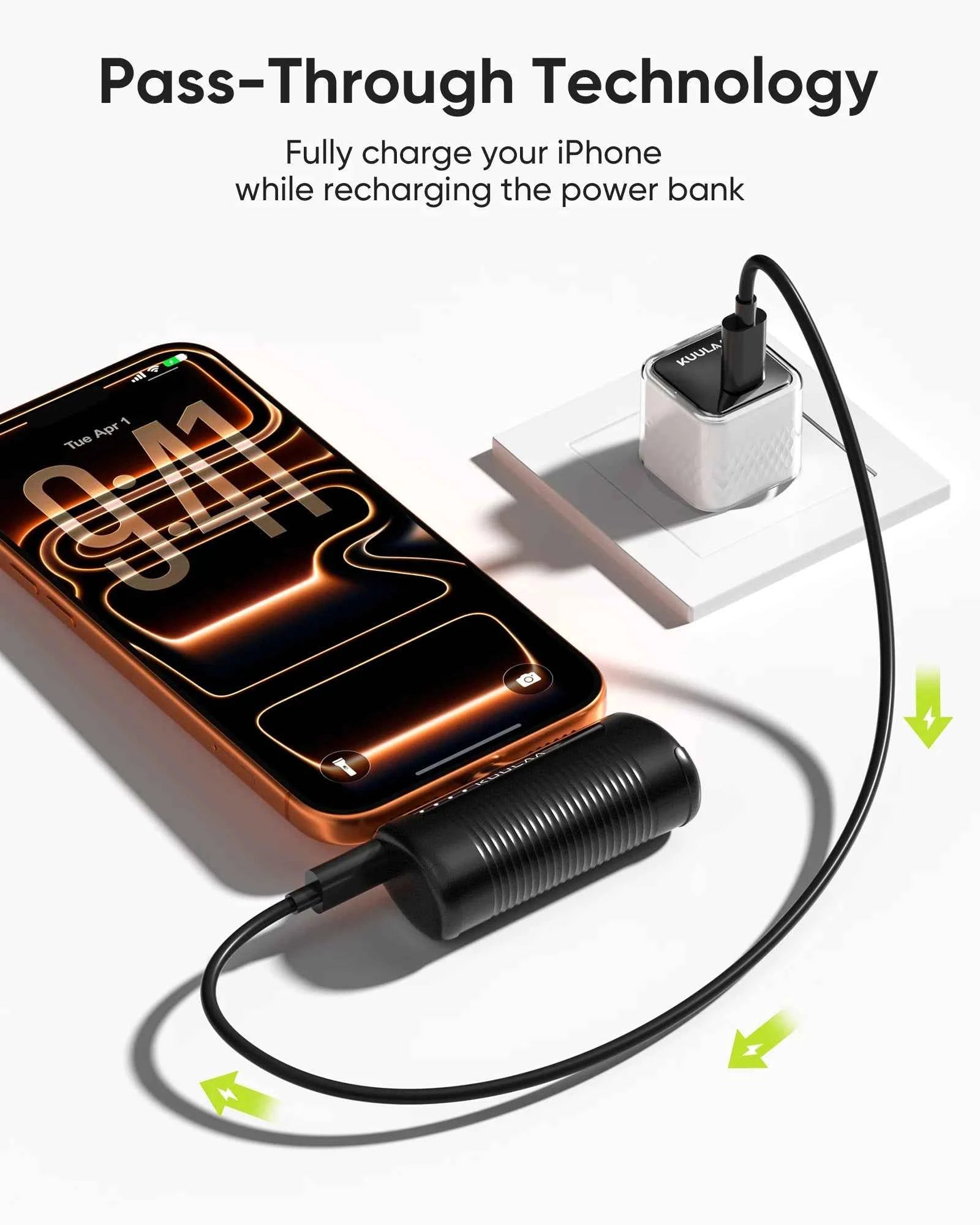 KUULAA Mini Power Bank 4500mAh - Portable Charger for iPhone17 16 15 14 13 Pro Max & Samsung/Xiaomi - External Battery PowerBank