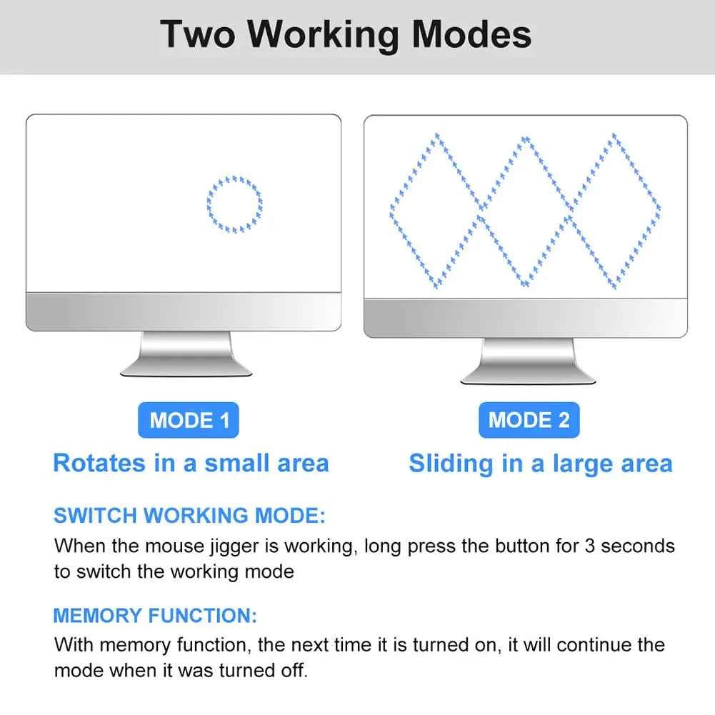 2 in 1 USB Type-C Mouse Jiggler with ON/OFF Switch Virtual Mouse Mover Drive Free Automatic Mouse Shaker Keeps Computer Awake