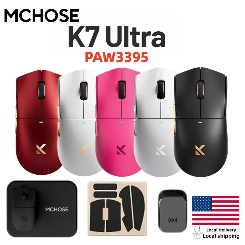 MCHOSE K7 Ultra Wireless Gaming Mouse PAW3950 Dual 8K Polling Rate Lightweight Magnetic Wireless Charging Dock Esports Office