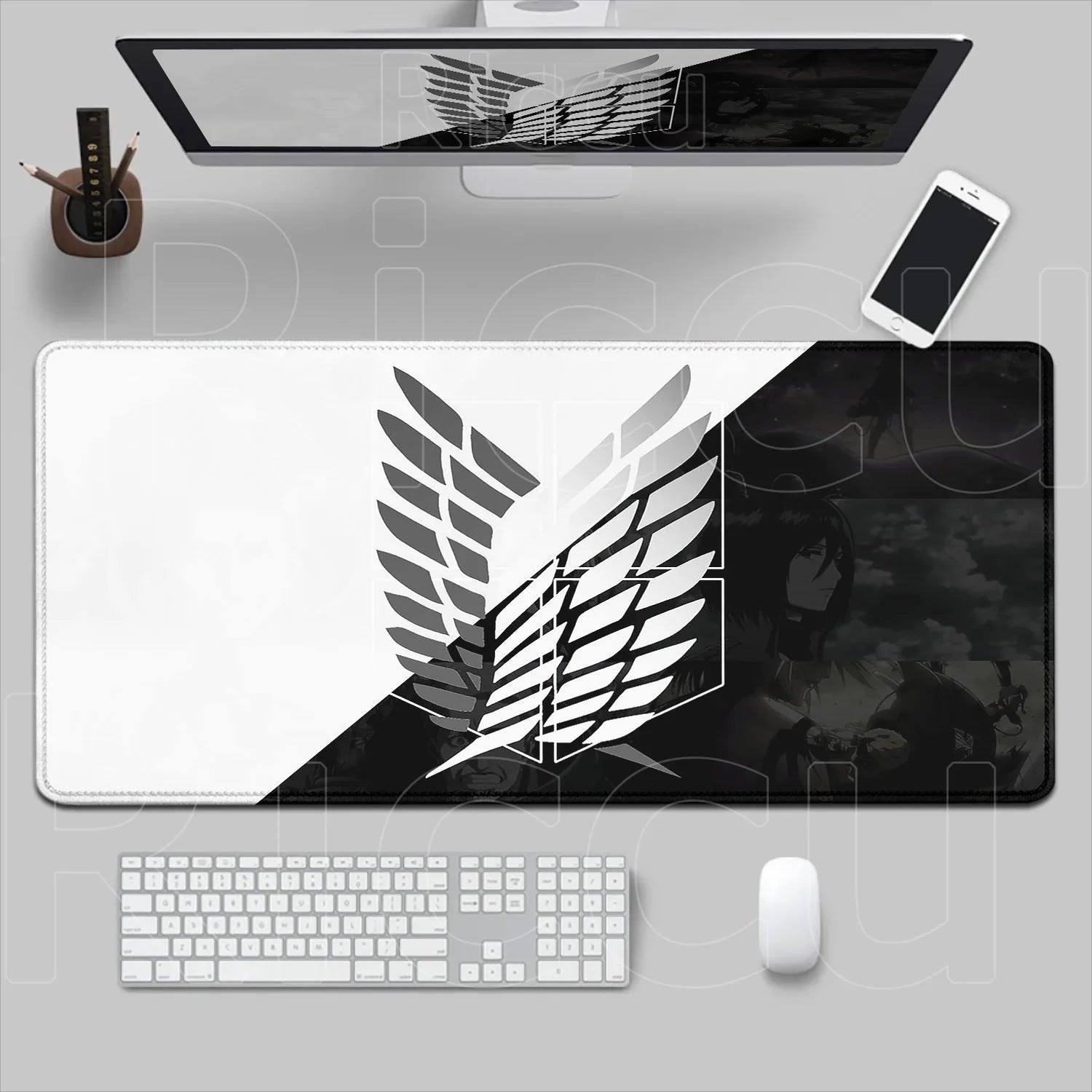 New HD Printing Attack on Titan Anime Desk Mat Large Lock Edge Mouse Pad Computer Mousepad Gaming Laptop Keyboard Mouse Mats Rug
