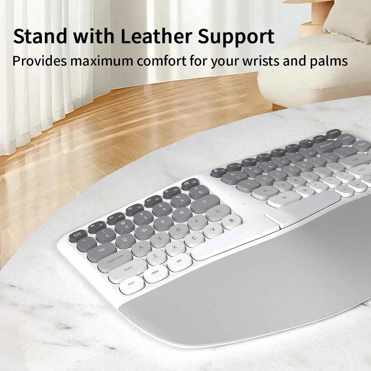 MOFii Ergonomic Keyboard and Mouse Combo, Cream Gradient, 2.4G Wireless, Wrist Fatigue Relief, Compact Tenkeyless, US QWERTY Lay