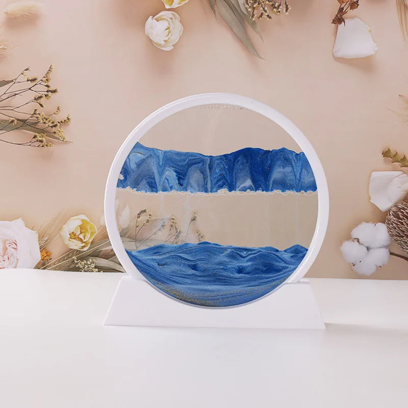 Sandscape Moving Sand Art Frame Quicksand 3D Dynamic Liquid Hourglass Kinetic Sand Painting Flowing Sand Office Home Decor Gifts