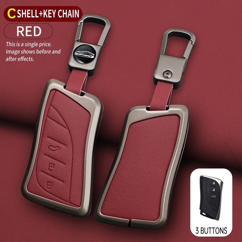 Car Zinc Alloy Leather Key Case Cover Chain For Lexus NX ES UX US RC LX IS 250h RX 350h LS 450h 260h 300h UX200 LM350H LM500H
