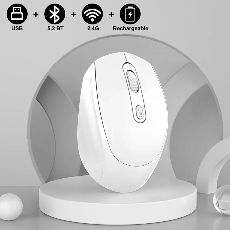 Wireless Silent Mouse Bluetooth-compatible 2.4G Dual Mode Rechargeable Optical Mouse 1600 DPI For MacBook Laptop PC Game Office