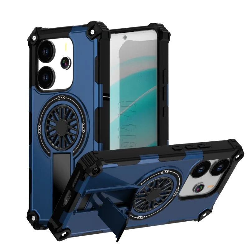 Luxurious armor 2-in-1 Shockproof Magnetic Adhesive Protective Case for Redmi Note 14 4G5G 14Pro ProPlus  With stand Hard shell