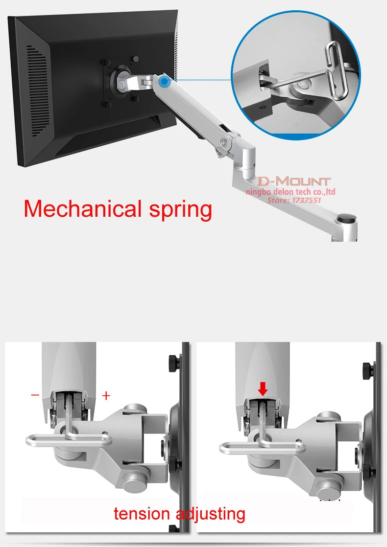 DL-7013 17-32' Mechanical Spring Aluminum Steel LCD Monitor Mount TV Wall Bracket Mount Long Arm 840mm 2-10kg VESA 100x100