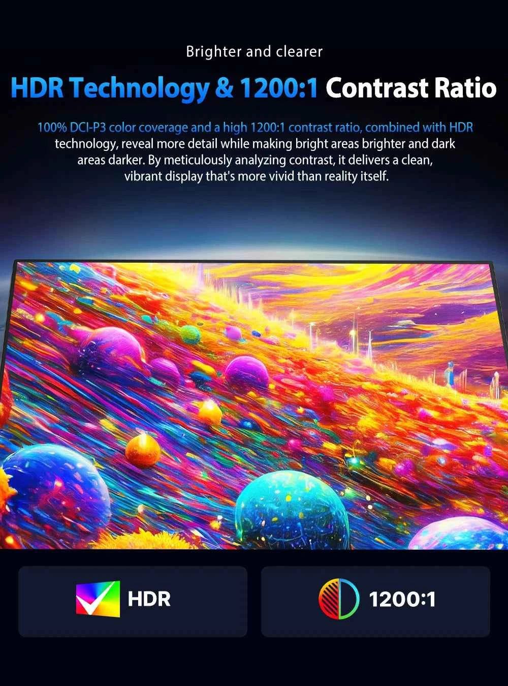 UPERFECT QLED Portable Monitor 16'' 2.5K 2560×1600 16:10 400Nits 100% DCI-P3 HDMI USB-C Travel Gaming Display For Laptop MacBook