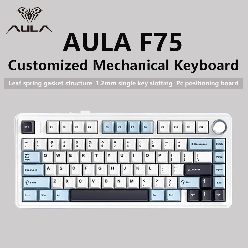 AULA F75 2.4G Wireless/Bluetooth/Wired Gaming Mechanical Keyboard RGB Customized 75% Layout OEM Profile Gasket Structure - WinSupport Tech