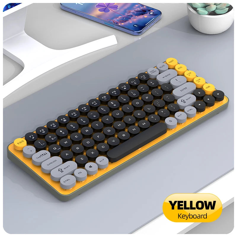 Friwol BT185 Bluetooth Wireless Keyboard Mouse Set Punk Keycap Laptop Desktop Office Mute Keyboard Mechanical Feel