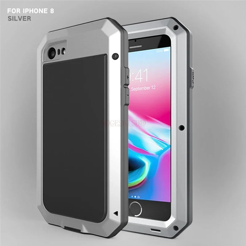 Heavy-duty protective armour for iPhone 17 to 11 Pro Max Plus XS Max XR Metal Aluminum Phone Case, Shockproof Case