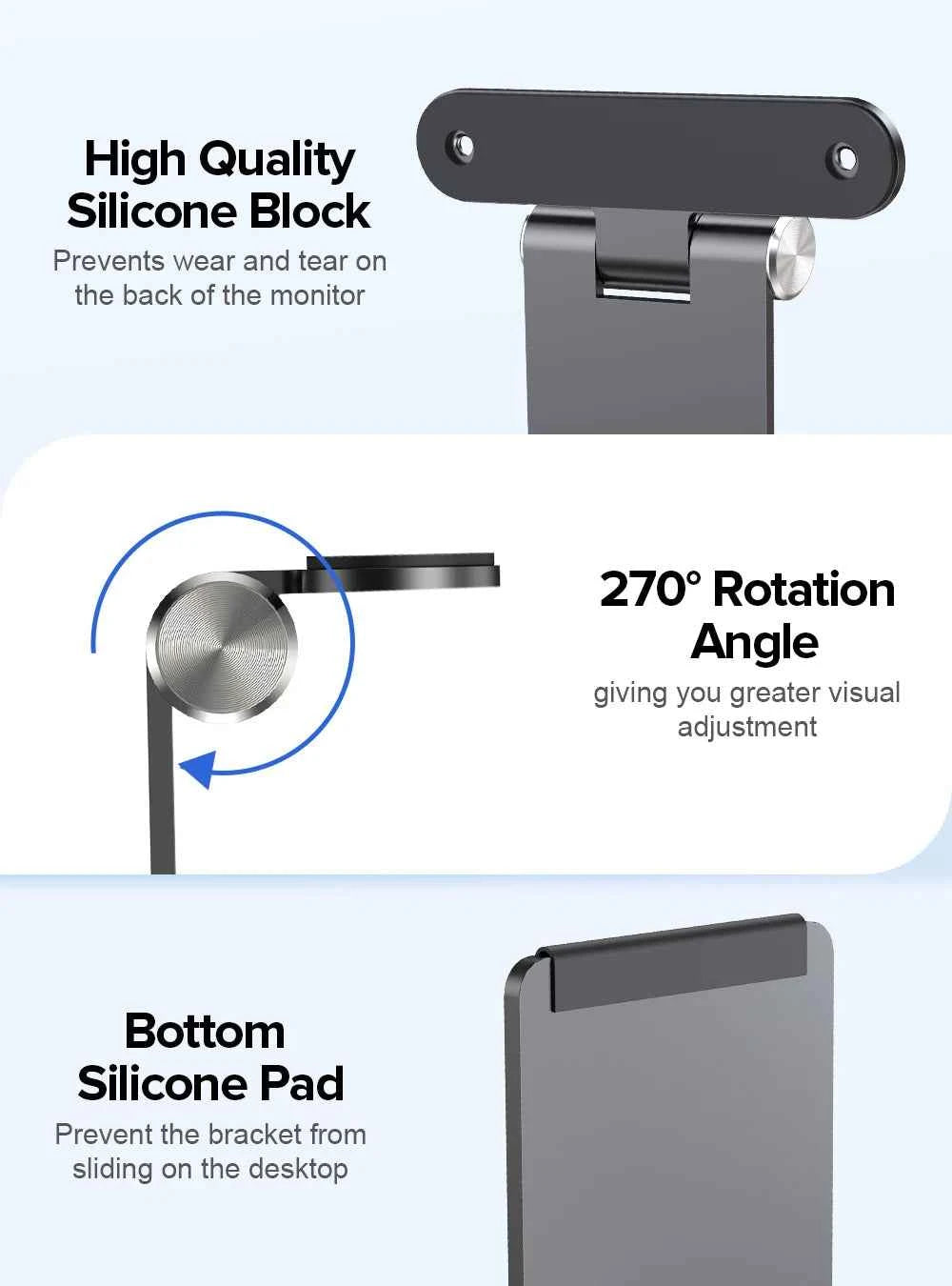 UPERFECT Portable Monitor VESA Stand with Hand Screw Desk Mount Freestanding Fits M3/M4*75MM Monitor with Swivel/Tilt/Rotation