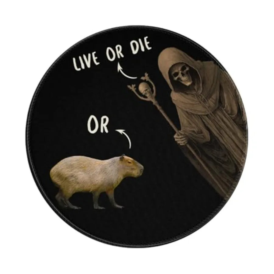 Satan Penta Symbol Goat Skull Gothic Round Mouse Pad Small Gaming Mousepad Desk Mat Stitched Edges 8 X 8 Inch for Home Office