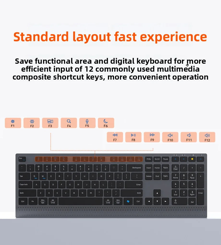 2.4G/Bluetooth Dual-Mode Wireless Keyboard And Mouse Combo,Full-Size Rechargeable Keyboard Mouse Set For Windows PC Office Work