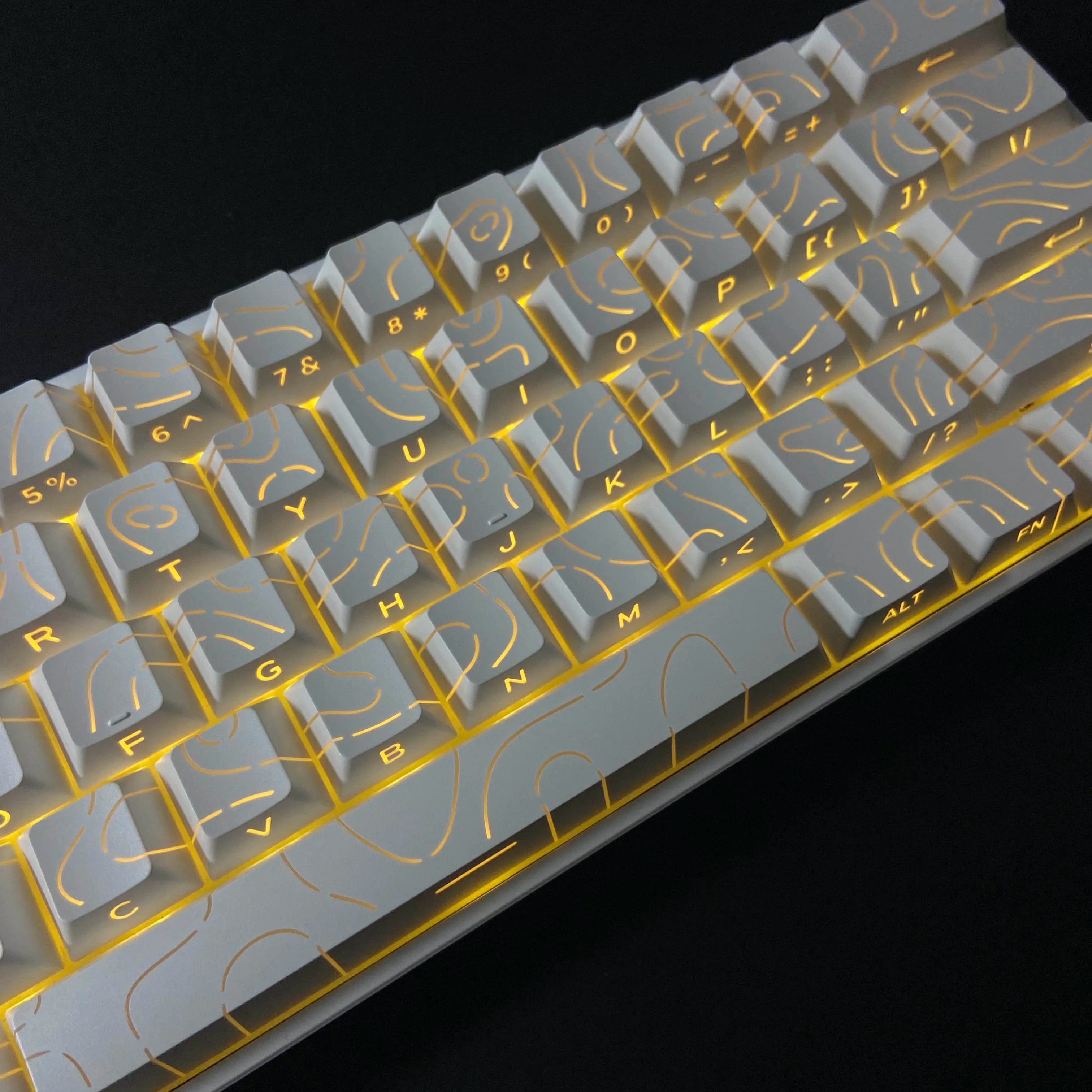 Lines Sided Shine Through Keycaps Cherry Profile Black White 97/133 Keys Customer keycaps for Mechanical Keyboard 60% 65% 75%