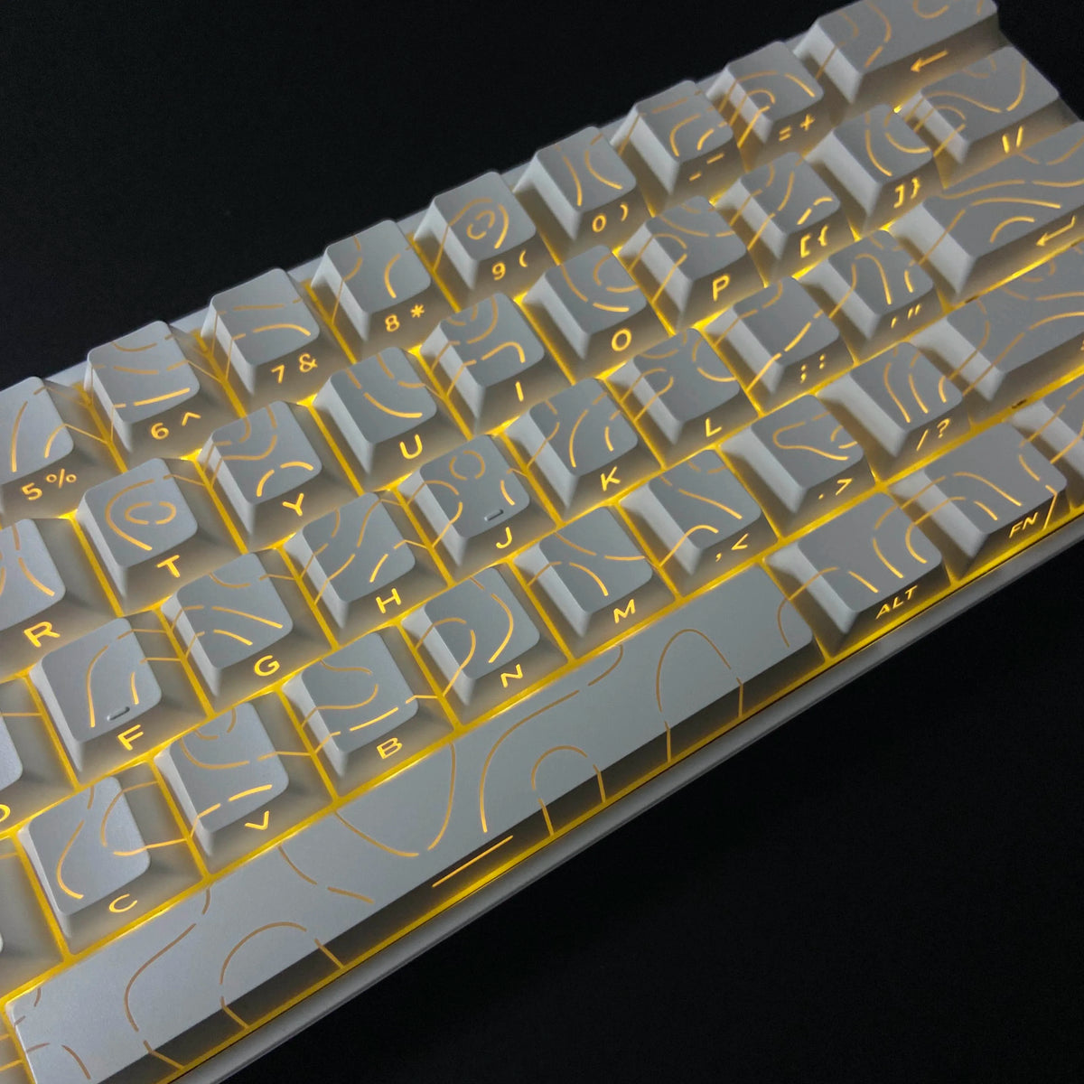 Lines Sided Shine Through Keycaps Cherry Profile Black White 97/133 Keys Customer keycaps for Mechanical Keyboard 60% 65% 75%