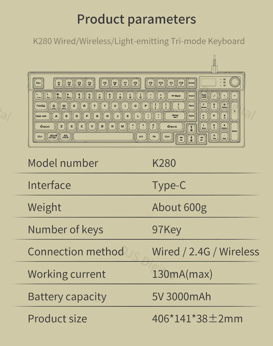 Lenovo K280 Tri-Mode Wireless Multi-Device Switching Keyboard Ergonomic Design Rgb Light Gaming Keyboard for Pc Laptop Desktop