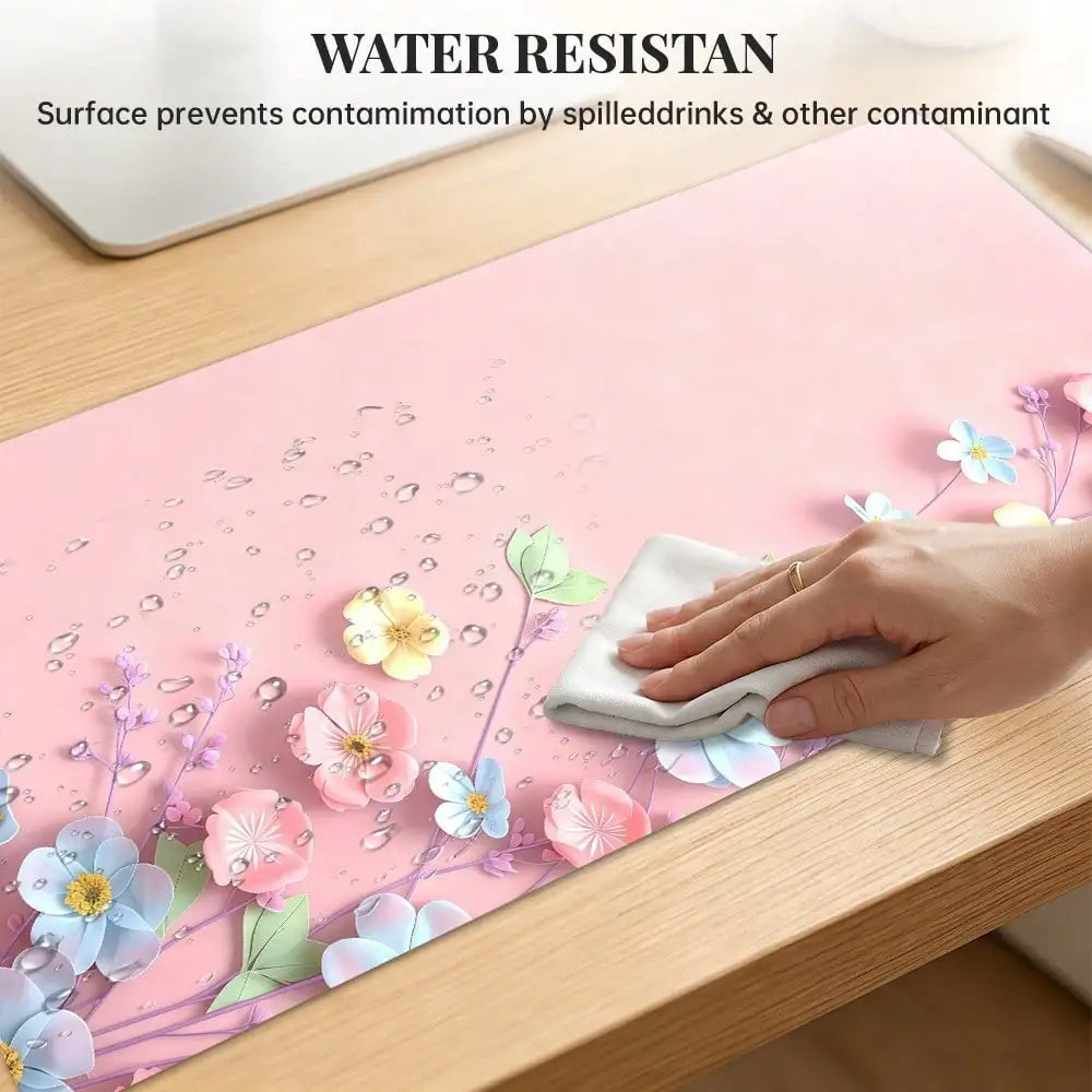 1pc, 31.50 X 11.81 Pink Floral Blossom Large Waterproof Mouse Pad, Antislip Desk Protector For Keyboard, Mouse, Smooth For Gaming, Desk Accessory, For Home