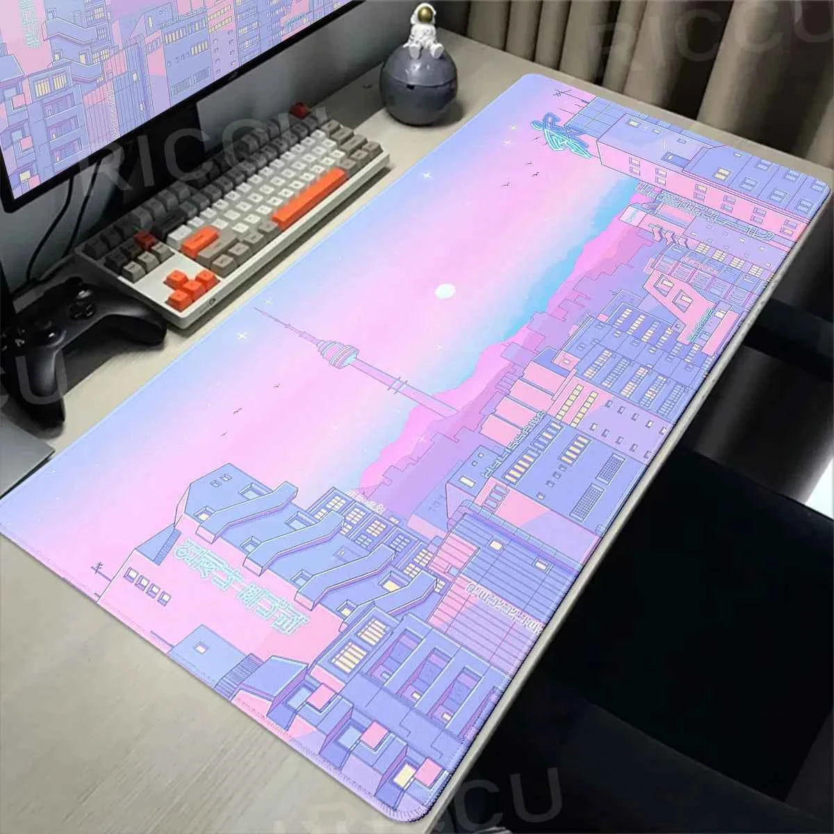 Pink Moon big Mousepad Anime Mouse Pads Gaming Mouse Pad Cartoon Non-Slip Deskmat Keyboard Mat Desk Protector Pc Accessories